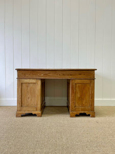 Antique English Pine Pedestal Desk c1890