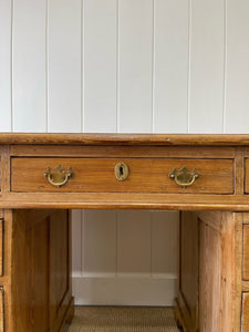 Antique English Pine Pedestal Desk c1890