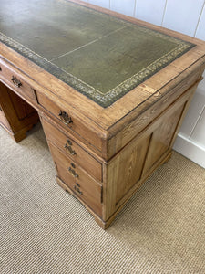 Antique English Pine Pedestal Desk c1890