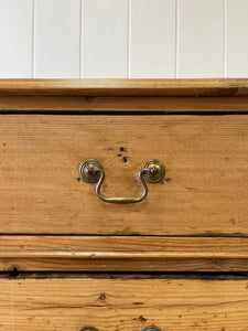 Antique English Pine Pedestal Desk with Swan Neck Brasses c1890