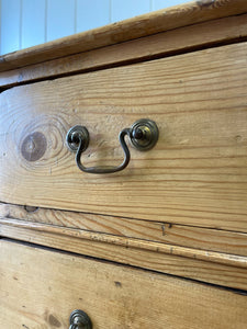 Antique English Pine Pedestal Desk with Swan Neck Brasses c1890