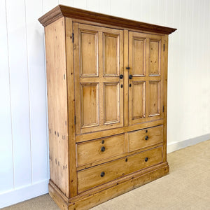 An 18th Century English Pine Linen Press Cupboard