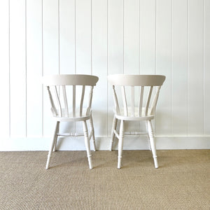 A Vintage Set of 4 White Slat Back Chairs