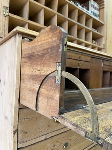 A Large and Stunning English Pine and Oak Secretary Bookcase c1800