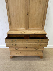 A Large and Stunning English Pine and Oak Secretary Bookcase c1800