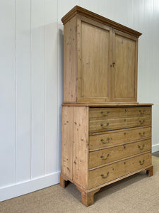 A Large and Stunning English Pine and Oak Secretary Bookcase c1800