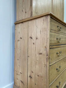 A Large and Stunning English Pine and Oak Secretary Bookcase c1800