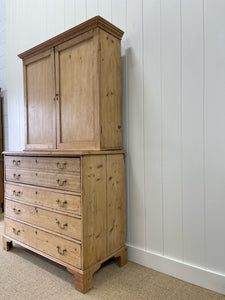 A Large and Stunning English Pine and Oak Secretary Bookcase c1800