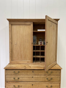 A Large and Stunning English Pine and Oak Secretary Bookcase c1800