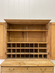 A Large and Stunning English Pine and Oak Secretary Bookcase c1800