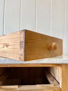 A Happy English Pine Nightstand with Marble Top c1890