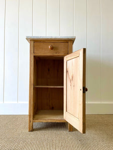 A Happy English Pine Nightstand with Marble Top c1890