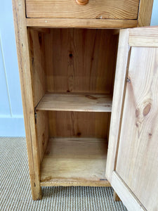 A Happy English Pine Nightstand with Marble Top c1890