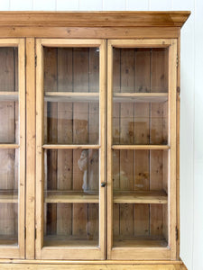 A Monumental 19th Century Pine Glazed Cupboard Cabinet