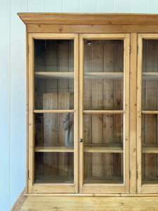 A Monumental 19th Century Pine Glazed Cupboard Cabinet