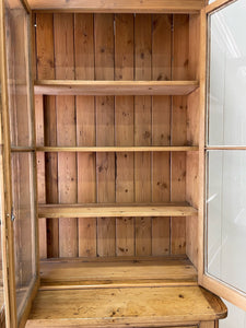 A Monumental 19th Century Pine Glazed Cupboard Cabinet