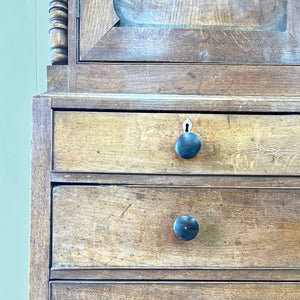 A Large Early 19th Century English Oak Linen Press Housekeepers Cupboard