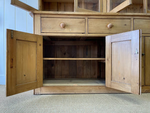 A Monumental 19th Century Pine Glazed Cupboard Cabinet