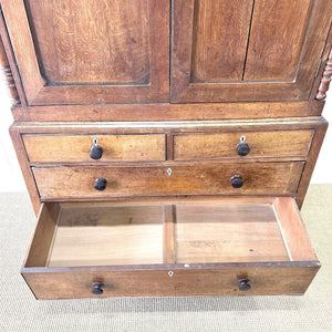 A Large Early 19th Century English Oak Linen Press Housekeepers Cupboard