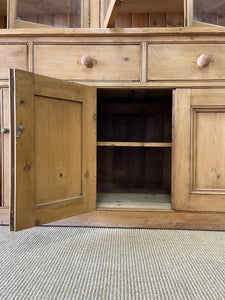 A Monumental 19th Century Pine Glazed Cupboard Cabinet