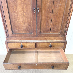 A Large Early 19th Century English Oak Linen Press Housekeepers Cupboard