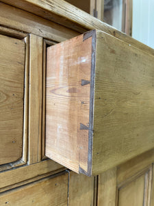 A Monumental 19th Century Pine Glazed Cupboard Cabinet