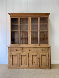 A Monumental 19th Century Pine Glazed Cupboard Cabinet