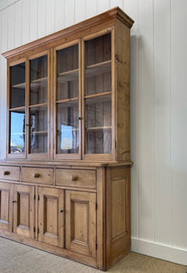 A Monumental 19th Century Pine Glazed Cupboard Cabinet