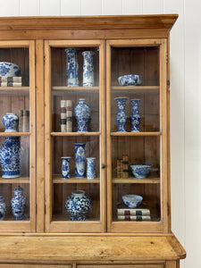 A Monumental 19th Century Pine Glazed Cupboard Cabinet