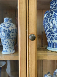 A Monumental 19th Century Pine Glazed Cupboard Cabinet