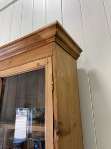 A Monumental 19th Century Pine Glazed Cupboard Cabinet