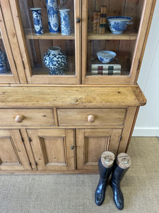 A Monumental 19th Century Pine Glazed Cupboard Cabinet