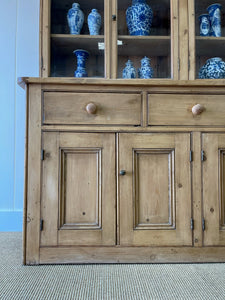 A Monumental 19th Century Pine Glazed Cupboard Cabinet