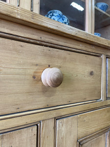 A Monumental 19th Century Pine Glazed Cupboard Cabinet