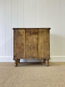 A Charming English Pine Deep Chest of Drawers Dresser with Wooden Knobs c1890