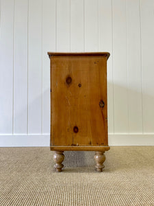 A Charming English Pine Deep Chest of Drawers Dresser with Wooden Knobs c1890