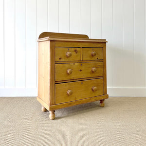 An Antique English Pine Chest of Drawers Dresser Tulip Feet c1890