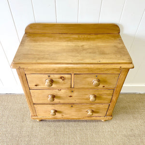 An Antique English Pine Chest of Drawers Dresser Tulip Feet c1890