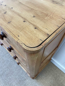 A Large English Pine Chest of Drawers Dresser on Tulip Feet c1890