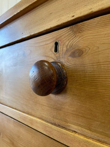 A Large English Pine Chest of Drawers Dresser on Tulip Feet c1890