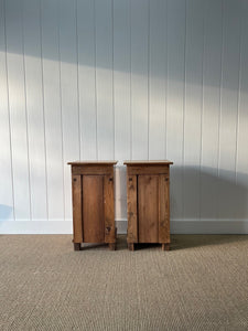 A Charming Pair of English Pine Nightstands