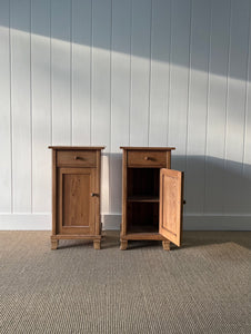 A Charming Pair of English Pine Nightstands