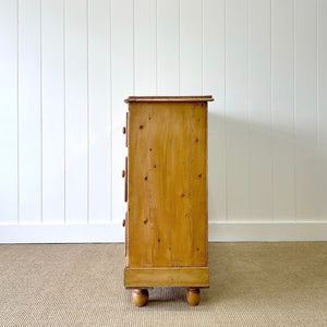 An Antique English Pine Chest of Drawers Dresser with Tulip Feet c1890