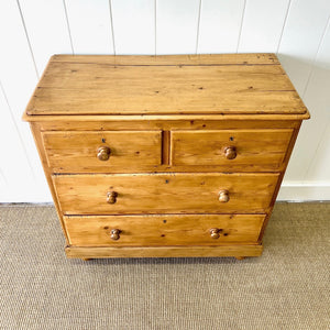 An Antique English Pine Chest of Drawers Dresser with Tulip Feet c1890