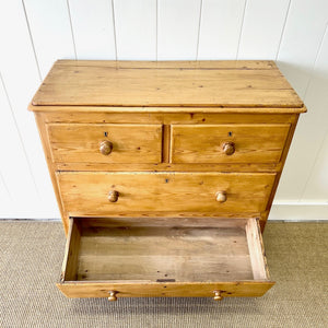 An Antique English Pine Chest of Drawers Dresser with Tulip Feet c1890