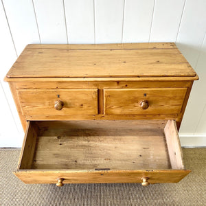 An Antique English Pine Chest of Drawers Dresser with Tulip Feet c1890