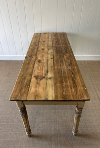 A Country Pine Almost 7ft Dining Farm or Harvest Table c1890