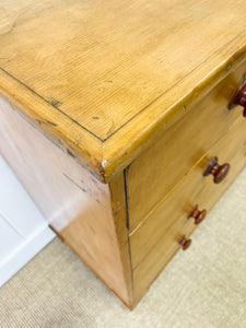 A Large English Pine Chest of Drawers Dresser on Tulip Feet c1890