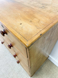 A Large English Pine Chest of Drawers Dresser on Tulip Feet c1890