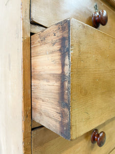 A Large English Pine Chest of Drawers Dresser on Tulip Feet c1890